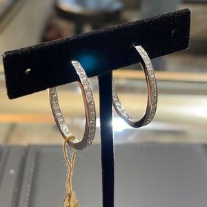 14k Diamond inside out hoop earrings